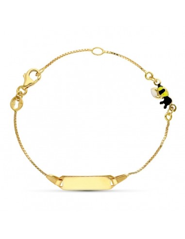 18K ESCLAVA ORO AMARILLO ABEJA ESMALTE 16 CM