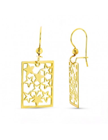 18K PENDIENTES ORO AMARILLO LASER CUADRADO