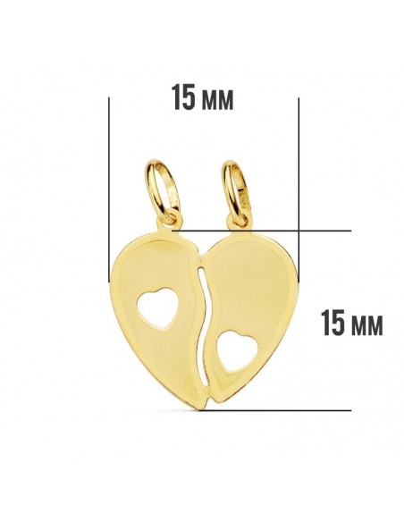 18K COLGANTE ORO AMARILLO CORAZON PARTIDO. 15 X 15 MM.