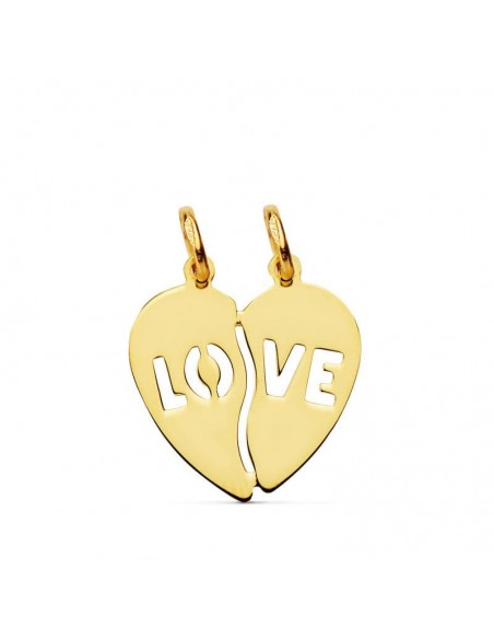 18K COLGANTE ORO AMARILLO CORAZON LOVE. 15 X 15 MM.