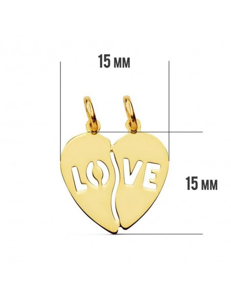 18K COLGANTE ORO AMARILLO CORAZON LOVE. 15 X 15 MM.