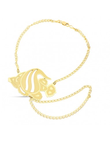 18K PULSERA ORO AMARILLO INDIA CON PEZ LASER MATIZADO.