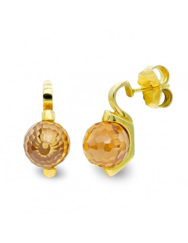 18K PENDIENTES ORO AMARILLO PIEDRA COLOR TOPACIO 10 MM