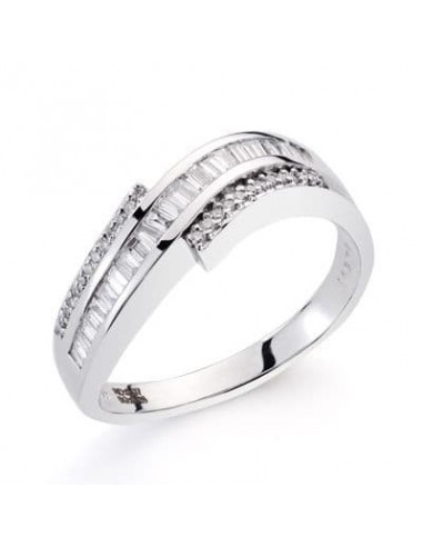 18K SORTIJA ORO BLANCO DIAMANTES TALLA BRILLANTE 0.70/ 0.31 QTES.