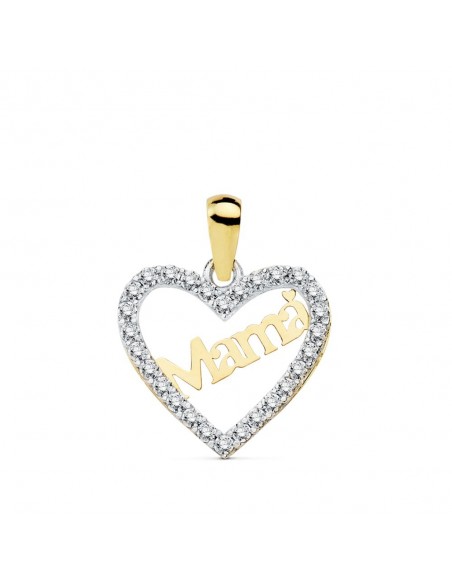 18K COLGANTE CORAZON MAMA. 15 X 13 MM