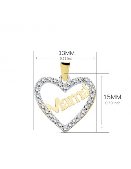 18K COLGANTE CORAZON MAMA. 15 X 13 MM