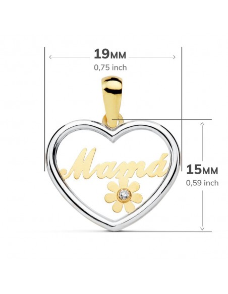 18K COLGANTE MAMA CORAZON BICOLOR 19X15MM.