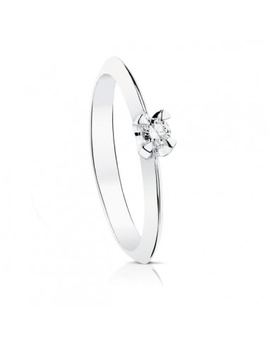 18K SOLITARIO BRILLANTE ORO BLANCO 0.100 QTES.SI-H