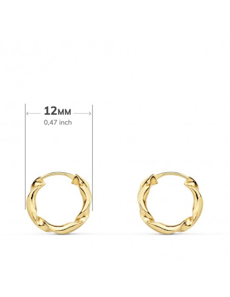 18K AROS ORO AMARILLO HUECOS RETORCIDOS. 12 X 2 MM.