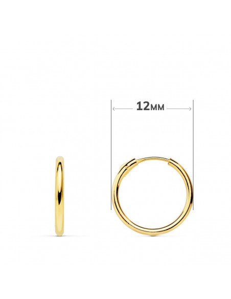 18K AROS TUBO REDONDO ORO AMARILLO 11 X 1,20 MM Y COLGANTE CRUZ CON CIRCONITAS