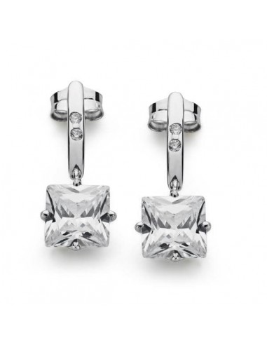 18K PENDIENTES ORO BLANCO PIEDRA 7X7MM.