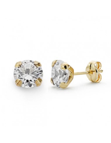 18K PENDIENTES ORO AMARILLO GARRAS CIRCONITAS 7MM.