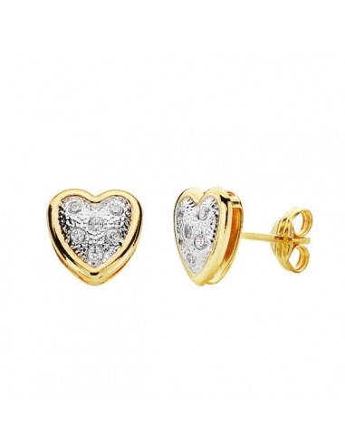 18K PENDIENTES CORAZON CIRCONITAS 8 X 8 MM.