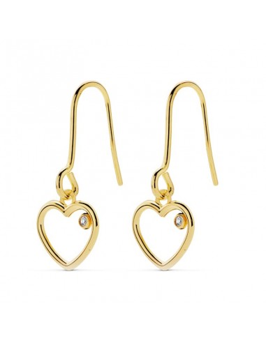 18K PENDIENTES CORAZON CIRCONITAS 20 X 9 MM.