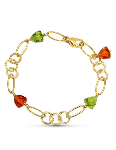 18K PULSERA ORO AMARILLO PIEDRAS COLOR.