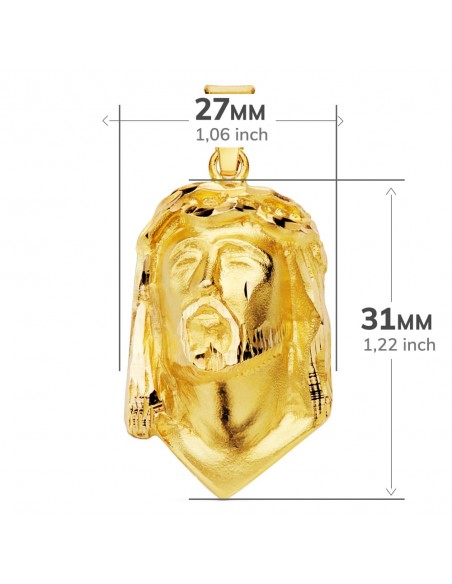 18K CABEZA CRISTO DE LAGRIMA 28 X 17 MM