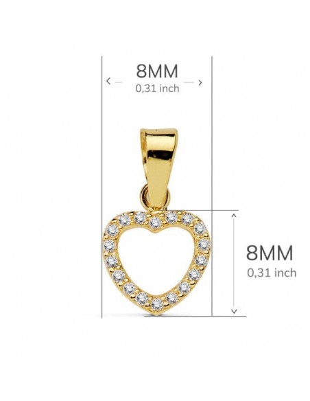 18K COLGANTE CORAZON CIRCONITAS 8 CM