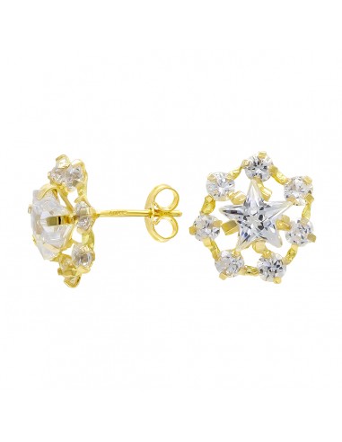 18K PENDIENTES ORO AMARILLO ESTRELLA Y CIRCONITAS