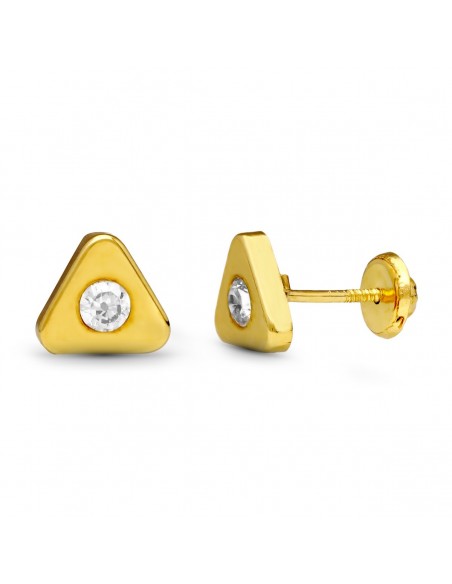 18K PENDIENTES ORO AMARILLO TRIANGULO. 7 X 7 MM.