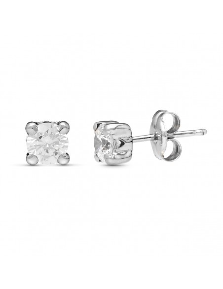 18K PENDIENTES ORO BLANCO GARRAS. 4 X 4 MM