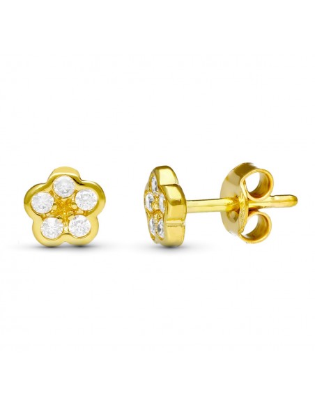 18K PENDIENTES ORO AMARILLO FLOR. 6 X 6 MM.