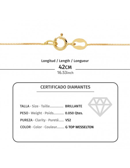 18K GARGANTILLA CRUZ 8,5X 6,5MM.11 DIAMANTES 0,05QT.CADENA VENECIANA 45CM. G-VS2