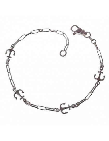 Pulsera Plata De Ley Anclas Y Eslabones Alargados