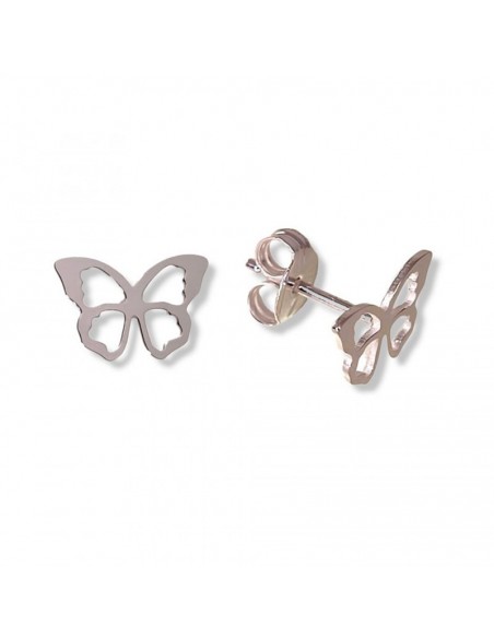 Pendientes Plata De Ley Mariposa Calada Presion