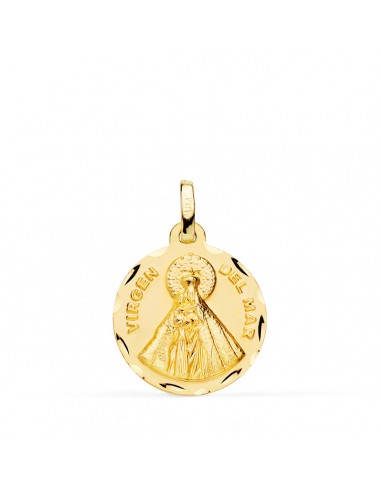 18K MEDALLA ORO AMARILLO VIRGEN DEL MAR TALLADA 18 MM