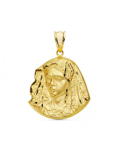 18K MEDALLA ORO AMARILLO VIRGEN DE LA MACARENA SILUETA 24 x 19  MM