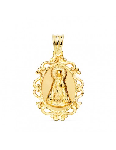 18K MEDALLA ORO AMARILLO VIRGEN DE LOS DESAMPARADOS CERCO 31X21 MM