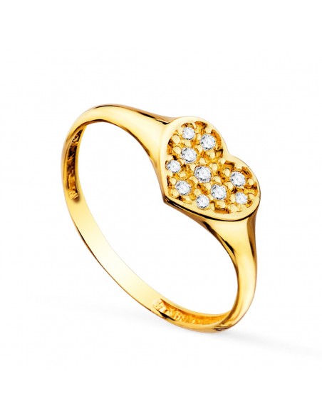 18K SELLO ORO AMARILLO MUJER CABEZA CORAZON CON CIRCONITAS 9X8 MM