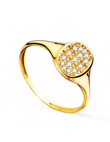 18K SELLO ORO AMARILLO MUJER CABEZA TONEL CON CIRCONITAS 9X7 MM