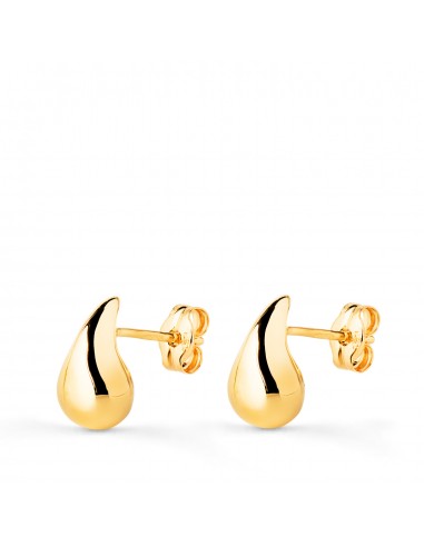 PENDIENTES ORO AMARILLO GOTA LISA BRILLO HUECA 10 X 6 MM. CIERRE PRESION