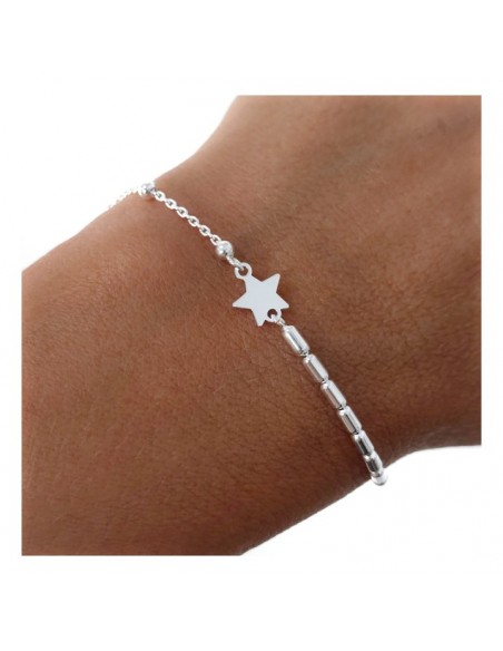 Pulsera Plata Bolitas, Estrella y Toneles