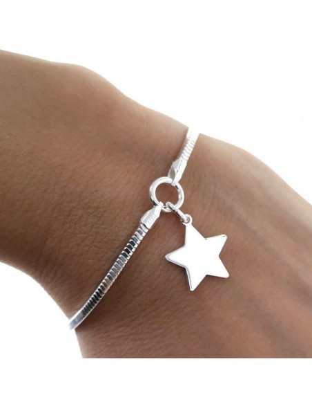 Pulsera Plata Cadena Cola Topo Estrella