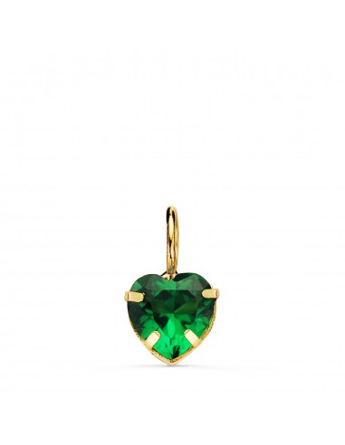 18K COLGANTE ORO AMARILLO CORAZON PIEDRA COLOR VERDE 6 X 6 MM.