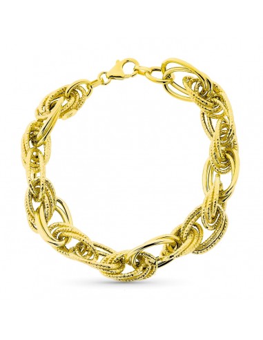 9K PULSERA ORO AMARILLO ESLABONES TRIPLES. 19 CM