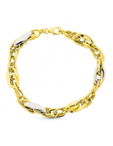 9K PULSERA ORO BICOLOR 20 CM