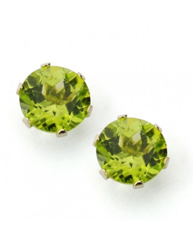 9K PENDIENTES ORO AMARILLO GARRA INGLESA OLIVINA NATURAL 7 MM 2.88 QTS