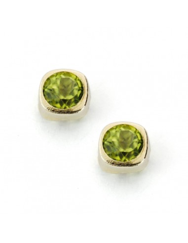 9K PENDIENTES ORO AMARILLO OLIVINAS 4X4 MM 0.58 QTS.