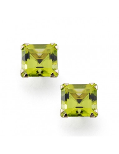 9K PENDIENTE ORO AMARILLO OLIVINA NATURAL GARRA BECKHAM 7X7 MM 3.40 QTS