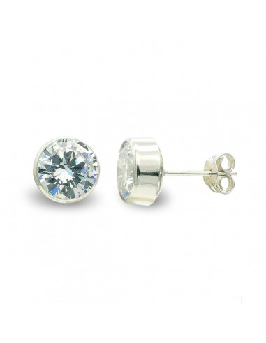 9K PENDIENTES ORO BLANCO 7 MM CHATON CIRCONITA