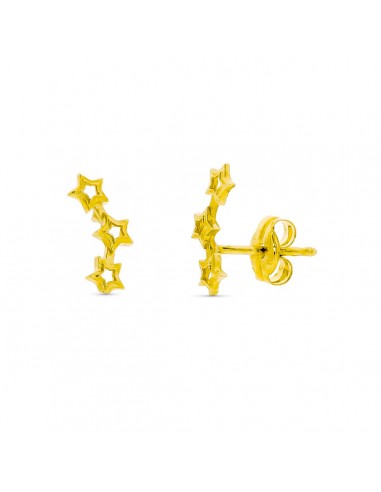 9K PENDIENTES ORO AMARILLO TREPADORES ESTRELLA 10X4 MM