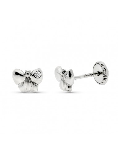 9K PENDIENTES ORO BLANCO FLOR DIAMANTES 0.016 CTS SI-H 6X5 MM TUERCA