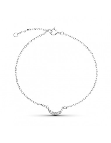 9K PULSERA ORO BLANCO LUNA DIAMANTES 0.034 CTS 18 CM REDUCCION A 16 CM