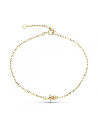 9K PULSERA ORO AMARILLO 19 CM ESTRELLA LUNA DIAMANTES 0.033 CTS 18 CM -16 CM