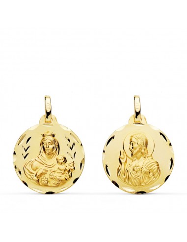 9K VIRGEN CARMEN Y CORAZON JESUS 18MM 1.65G