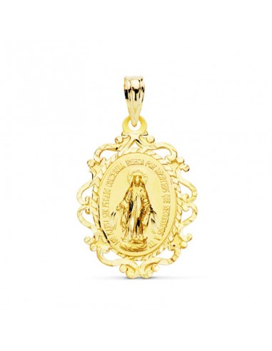 9K MEDALLA VIRGEN DE LA MILAGROSA CERCO EN ESPAÑOL 23X16 MM 1.15GR