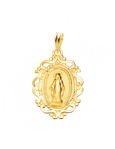 9K MEDALLA VIRGEN DE LA MILAGROSA CERCO EN FRANCES 23X16 MM 1.15GR